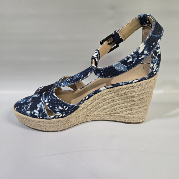 Lauren Ralph Lauren Hale Platform Sandal Blue Floral Espadrille Wedge 10 NIB - Picture 5 of 11